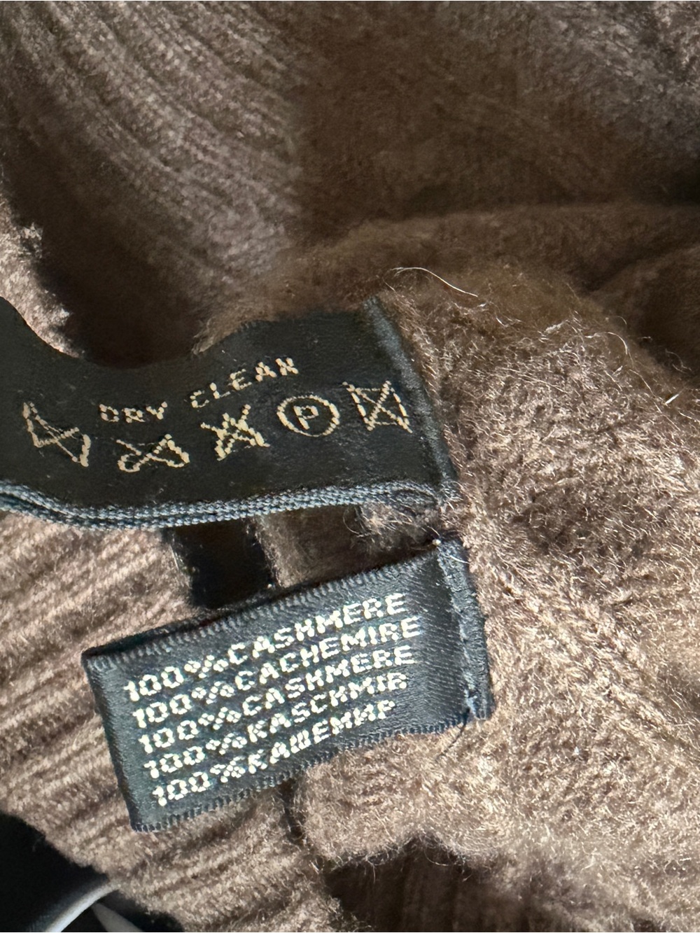 Ralph Lauren Black Label XS 100% cashmere brown cable knit slim fit knit sweater - Picture 7 of 7